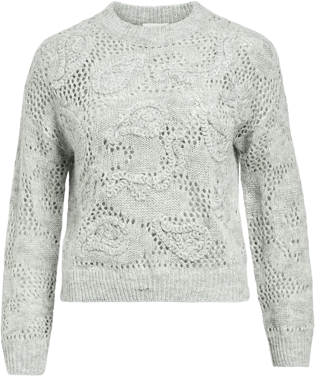 Object Objluca L/S Re Pattern Knit Pullover - Grey