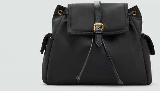 Mango Backpack With Buckle Pockets - Black