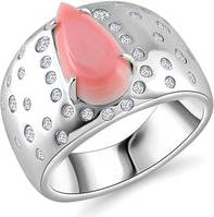 TJC Queen Conch Shell Zircon Solitaire Ring Rhodium Overlay Sterling Silver