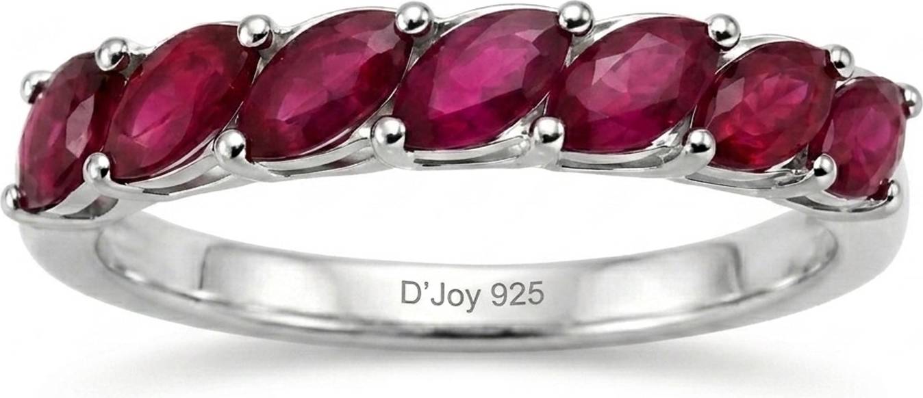 TJC African Ruby Ring Rhodium Overlay Sterling Silver