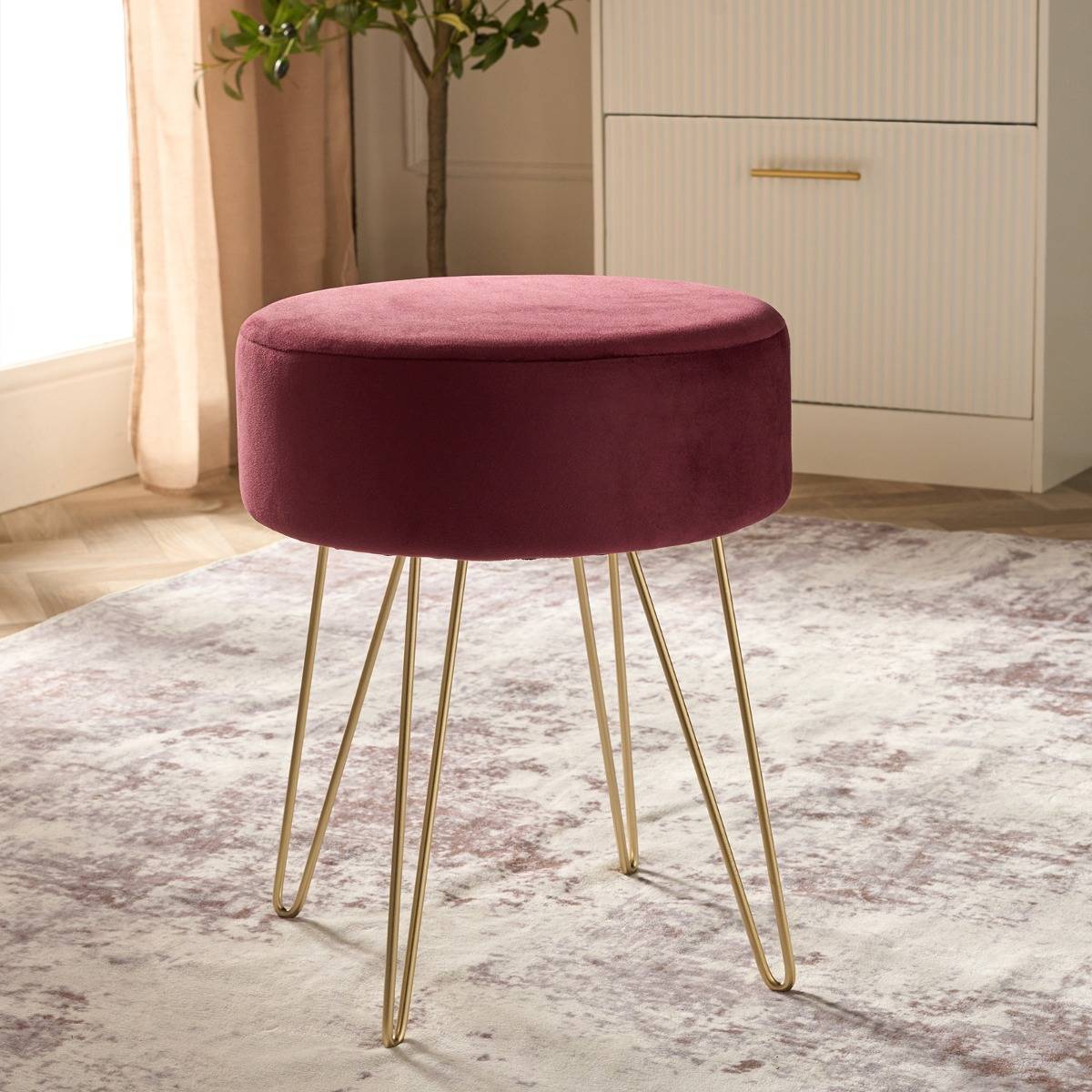 OHS Matte Velvet Dressing Table Stool Seating Stool