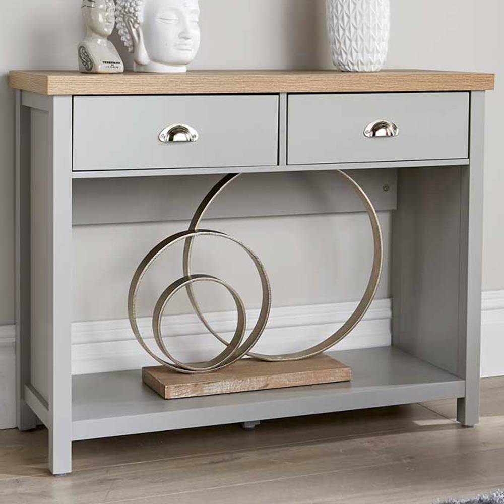 Home Source Avon 2 Drawer Single Shelf Console Table Console Table 97x76cm