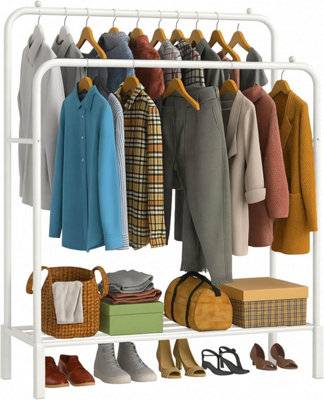 Divchi Double Rail Clothes Rack Space Saver Clothes Rack 113x141cm