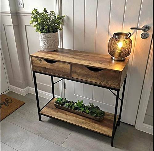 Dylex 2 Drawer Console Table Black Metal Frame Console Table