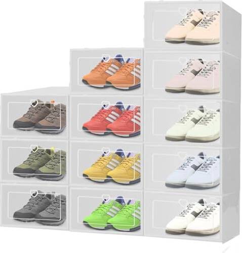 Storage boxes for shelves 6 Pack Stackable Shoe Storage Boxes Shoe Rack 21.5x31.5cm 6pcs