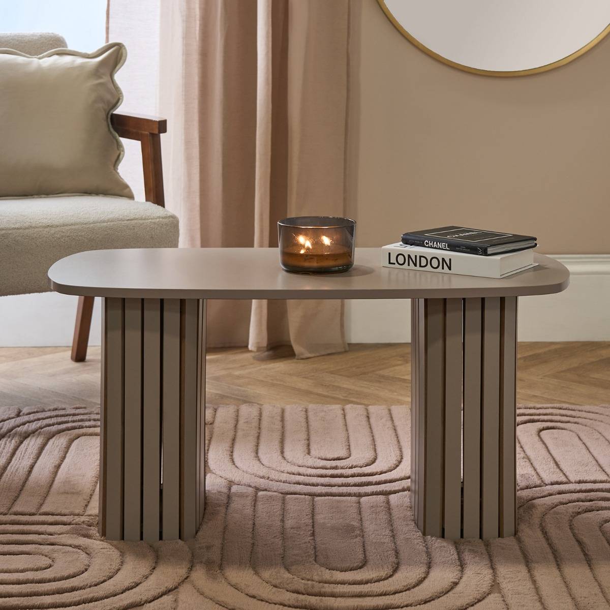 OHS Madison Natural Neutral Ribbed Coffee Table Coffee Table