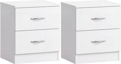 Lassic Riano 2 Drawer White Bedside Chest Set Bedside Table