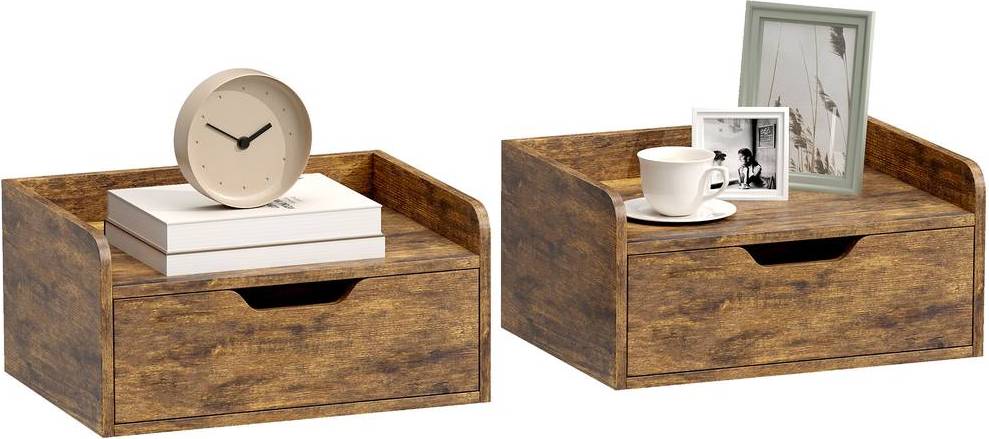 Homcom Floating Nightstands Set Of 2 Bedside Table 2pcs