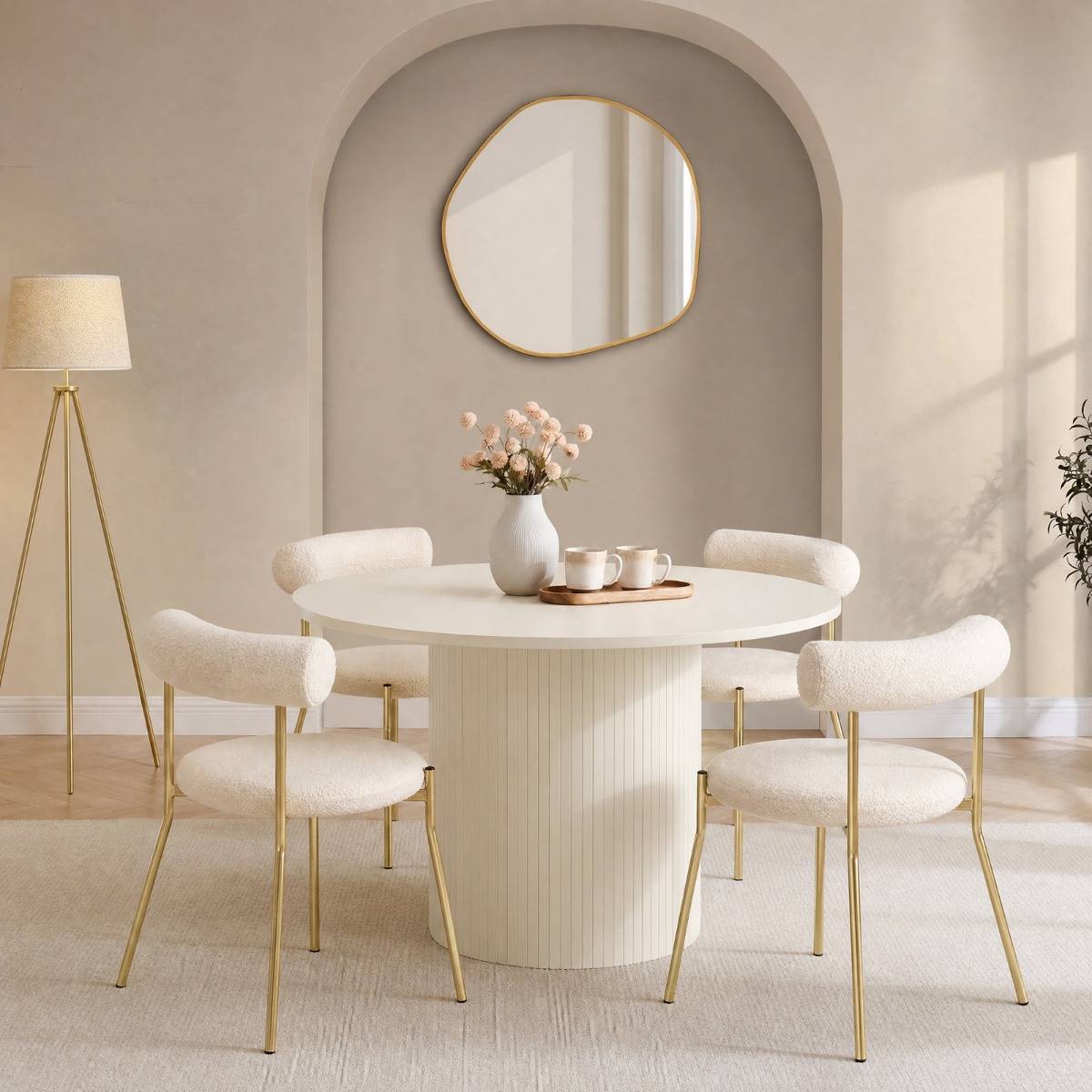 OHS Madison Ribbed Dining Table Cream Dining Table