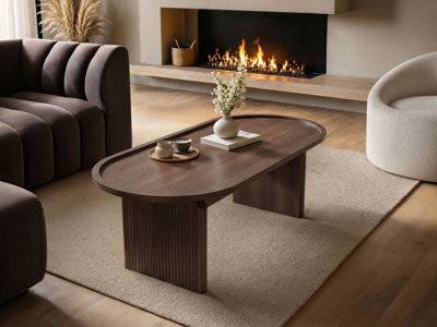 Varm Ribbed Wooden Coffee Table