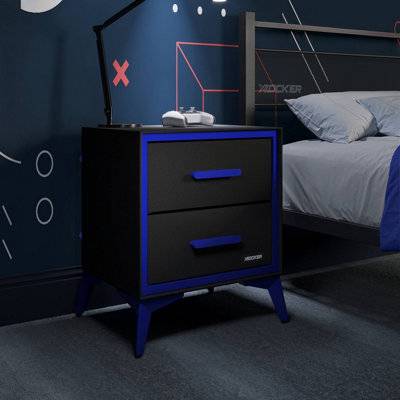 X-Rocker Arcane Canvas Bedside Side Table With 2 Drawers