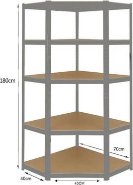B&Q Grey 5 Tier Heavy Duty Corner Shelving Rack Shelving System