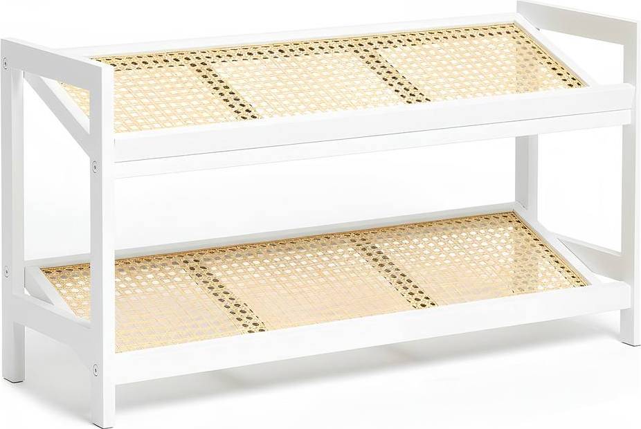 Keplin 2 Tier Bamboo Rattan Shoe Organiser Rack Shoe Rack