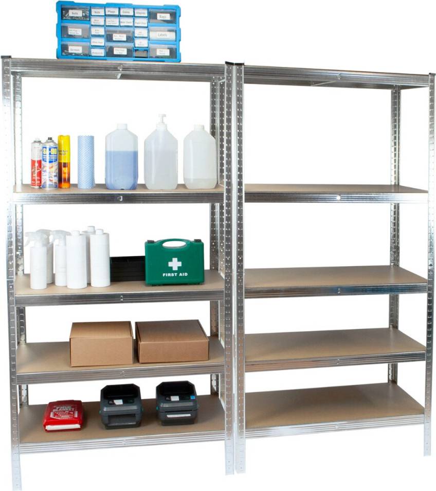 Boltless Garage Silver Shelving Rack Set 2