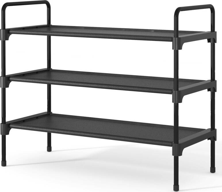Kitsure Shoe Rack 3 Tiers Black Shoe Rack