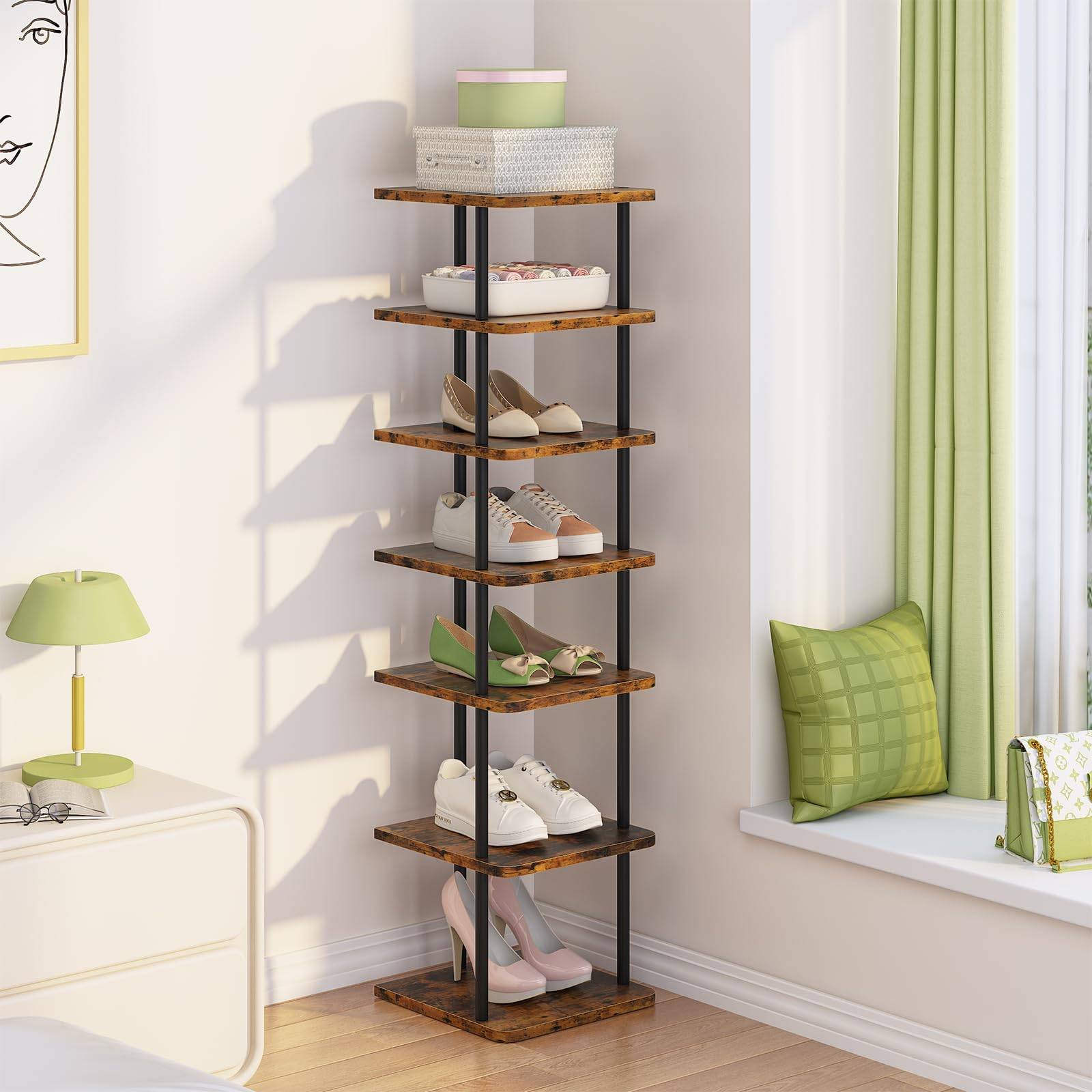 Huhote 7 Tier Narrow Shoe Rack Shoe Rack
