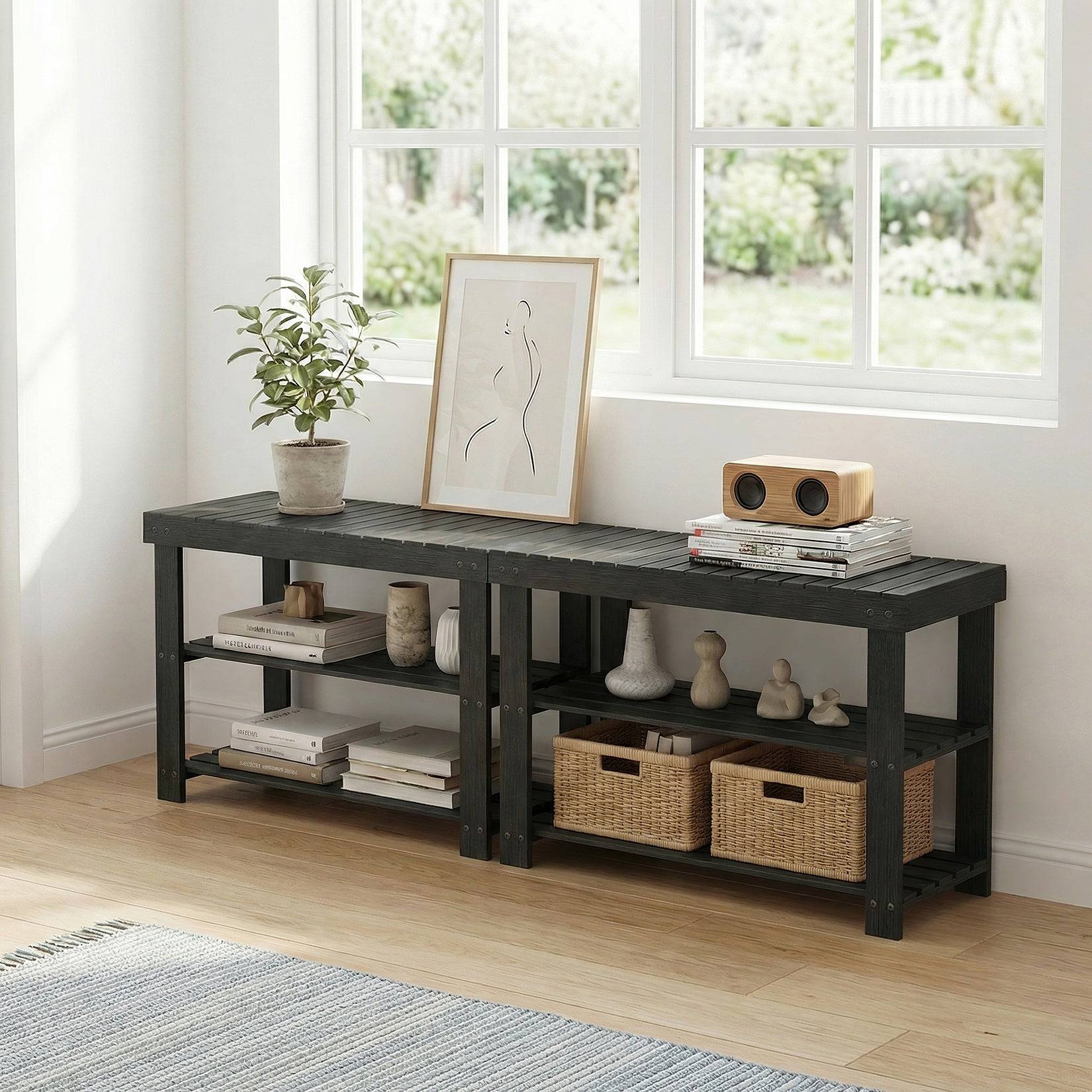 3 tier shoe bench Garvee Heavy-Duty 3-Tier Shoe Rack Bench Shoe Rack