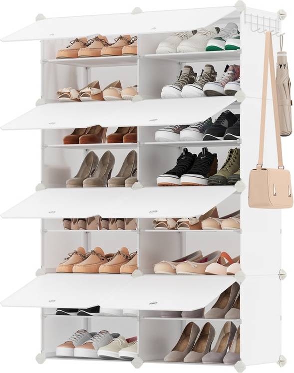 Cube storage shelves Songmics 8-Cube Shoe Rack With Doors Cloud White Shoe Rack