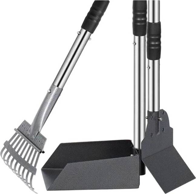 Exogio Dog Poop Tray and Rake Set with Stainless Handle
