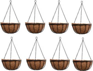 B&Q Hanging Baskets Rust Effect Metal Trough Planters 8 Pack