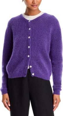 Round Neck Buttoned Ball Cardigan - Cosmos