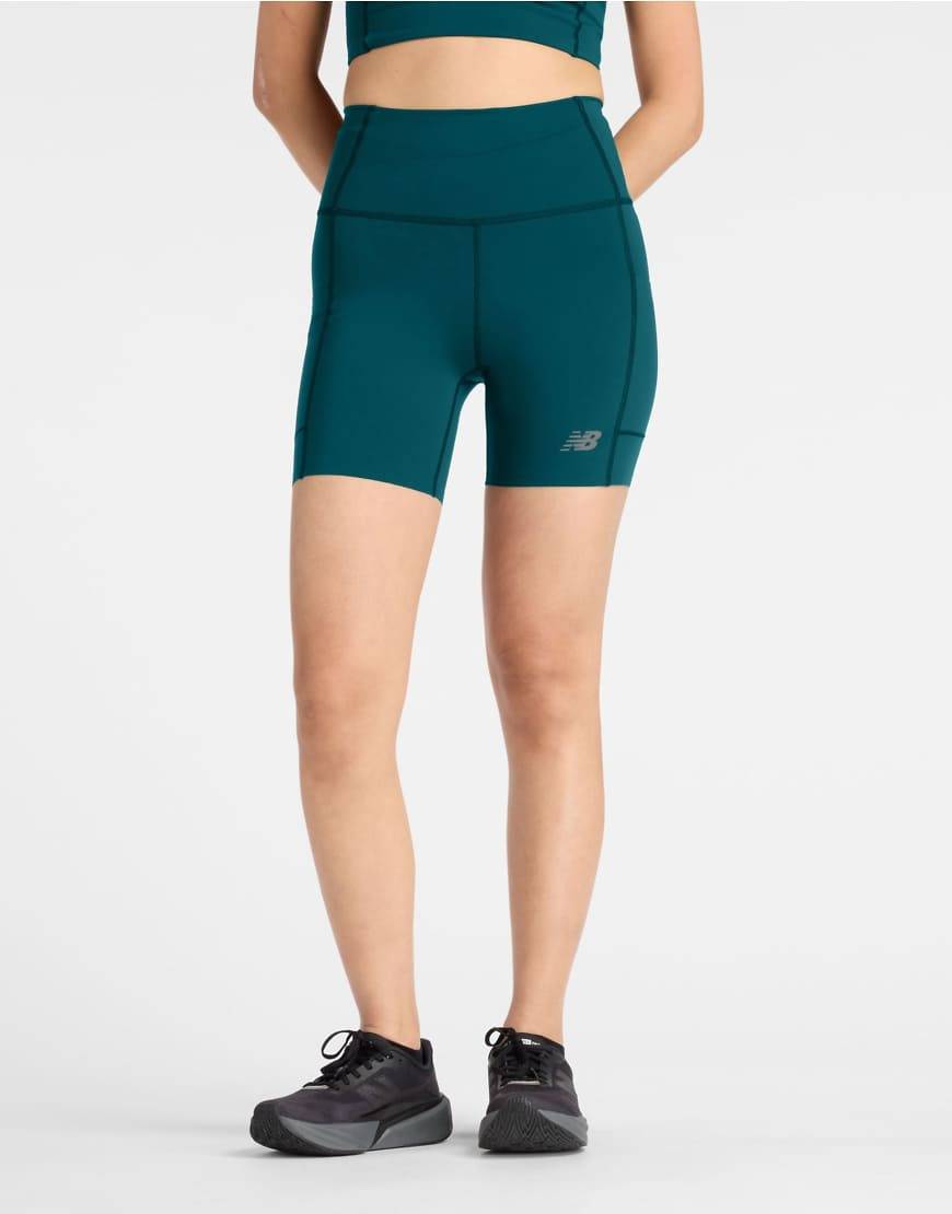 New Balance RC Elite Storage Short 6 In Green Poly Knit