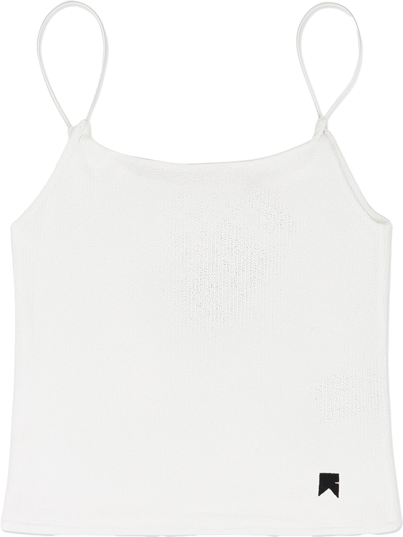 Sheer Rib Knit Tank Top - White