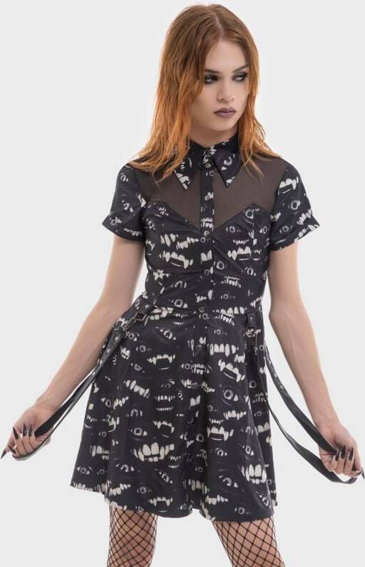 Gothic Hex-Cellent Robe Courte - Noir/Blanc