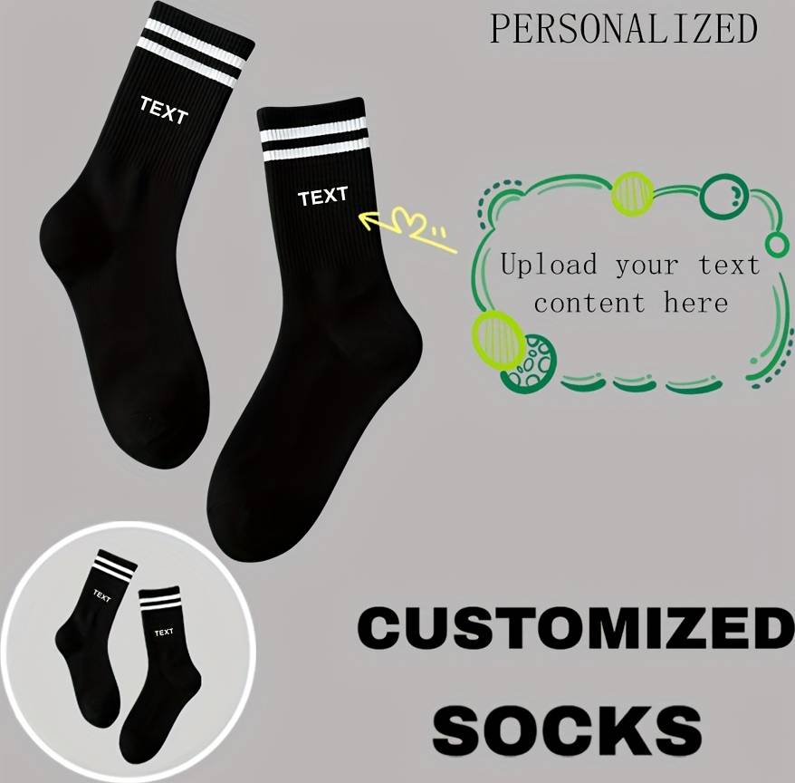 Temu Custom Couple Socks Personalized Mid Fun Text Designs