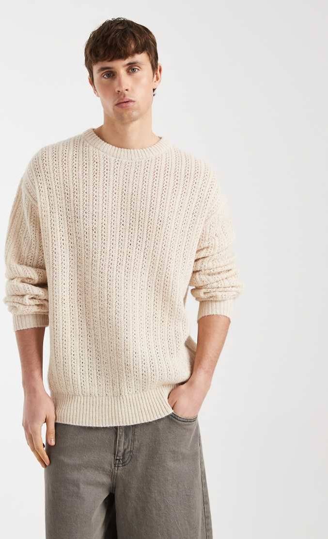 Kastiger Strickpullover Beige-Neutral