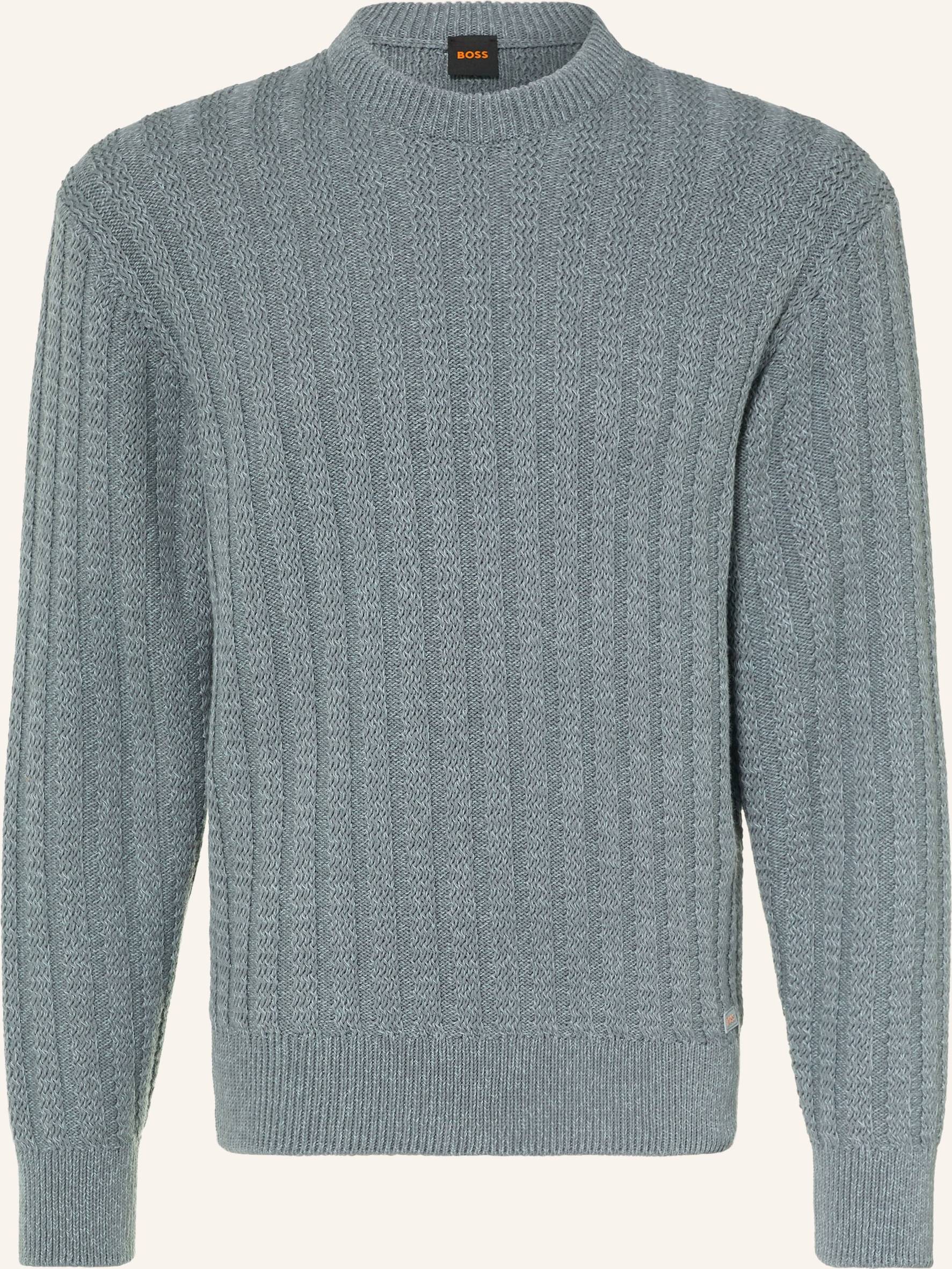 BOSS Arkingo Texture Rib Sweater Open Grey