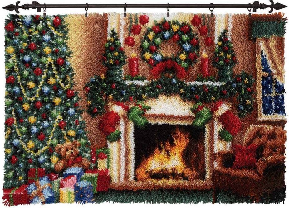 Rug making kits Latch Hook Kit DIY Rug Making Christmas Fireplace