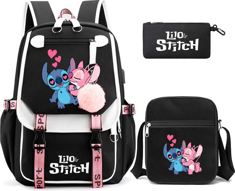 SRJ STAR Cartoon Pattern Printed Backpack Teenager Student Schoolbag Set