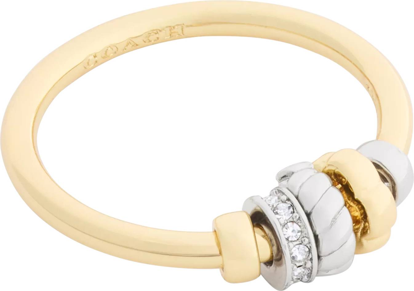 Coach Gold Signature Rondelle Charm Ring Two Tone