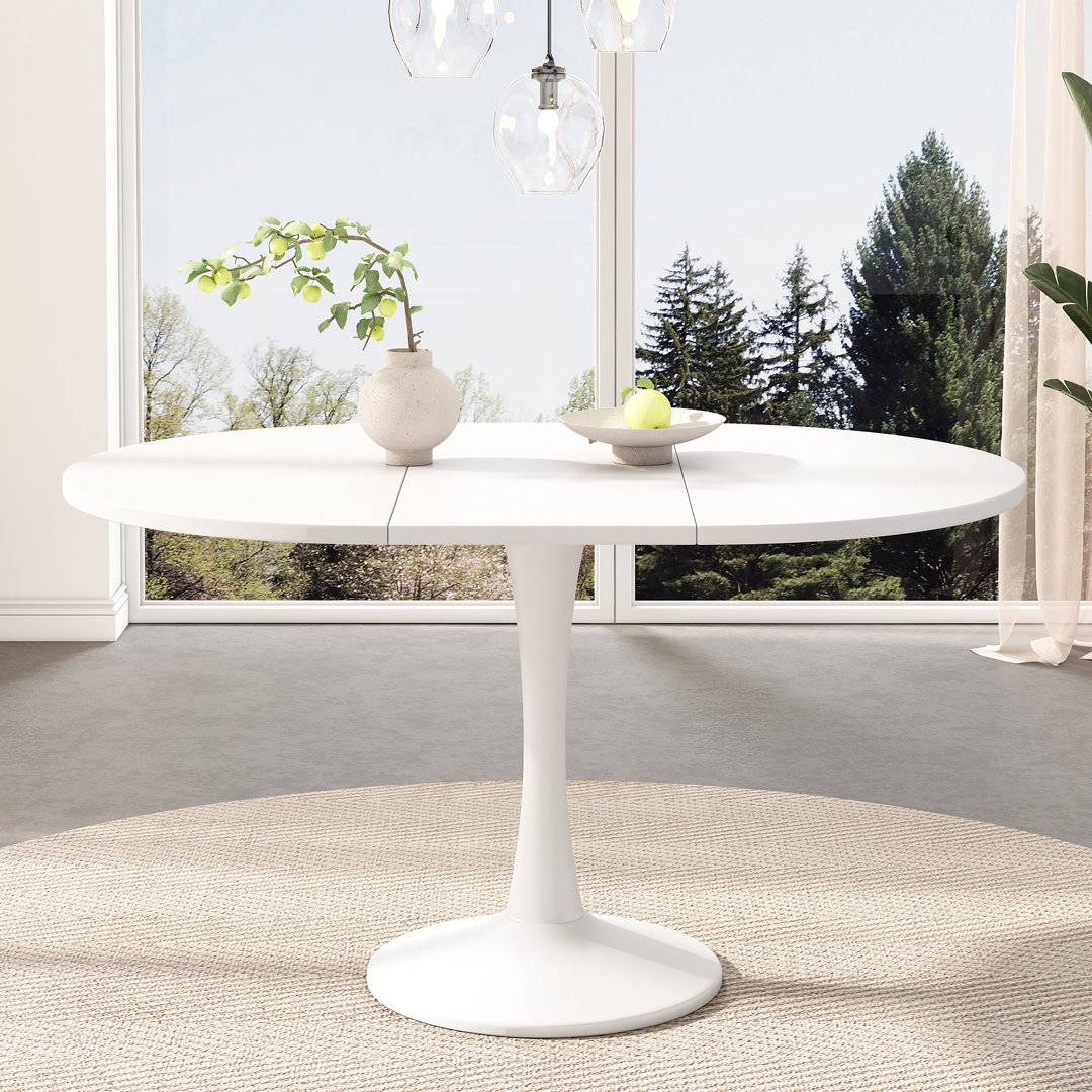 Corrigan Studio Extendable Round Dining Table White Dining Table