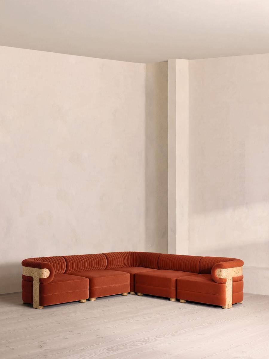 Soho Home Caleb Modular Corner Sofa Velvet Rust Sofa