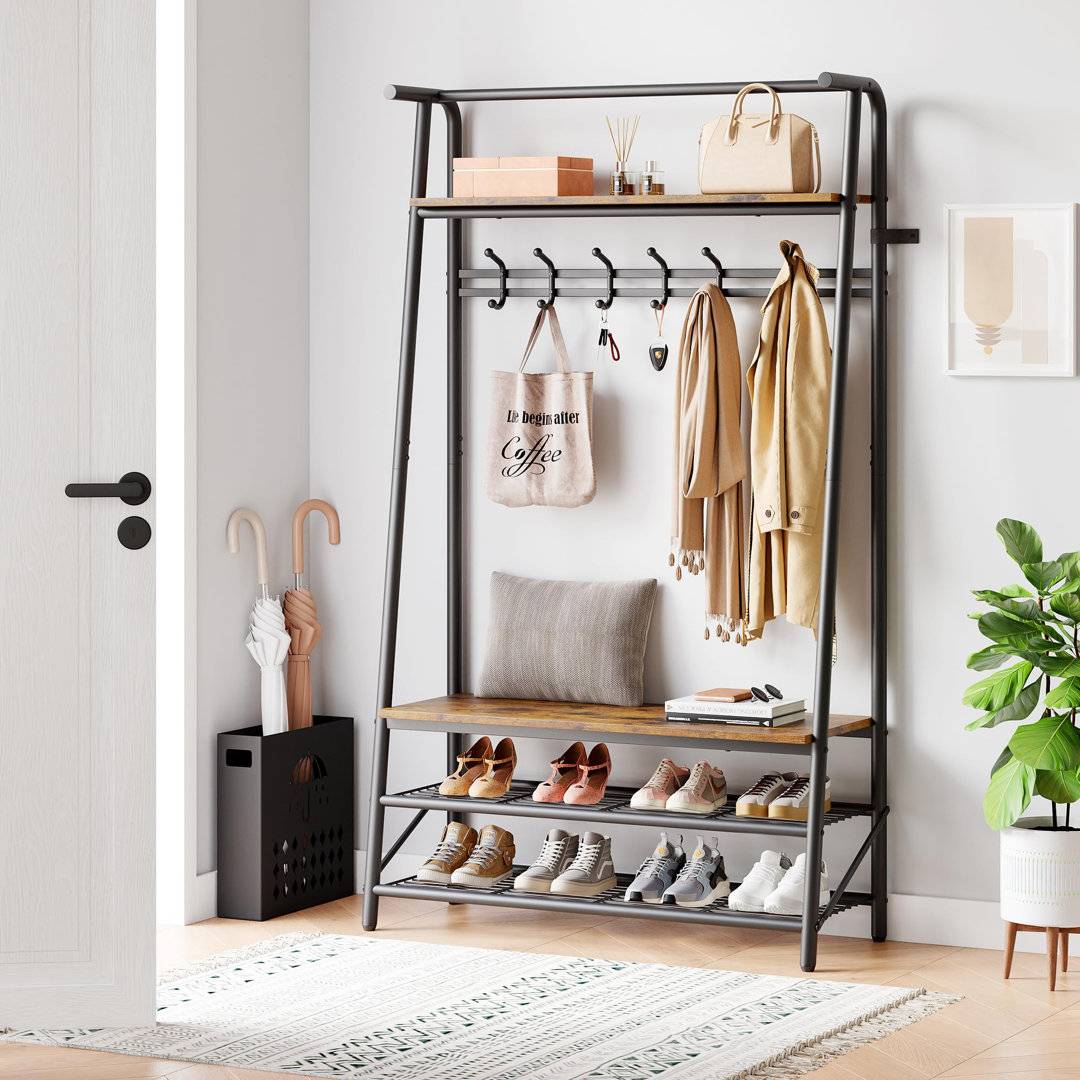 Borough Wharf Hall Tree Black Shoe Rack