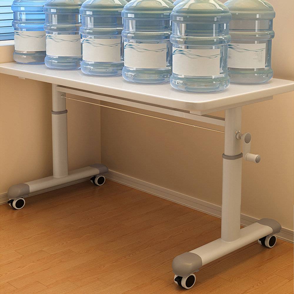 Inbox Zero Adjustable Metal Base Computer Desk White Writing Desk