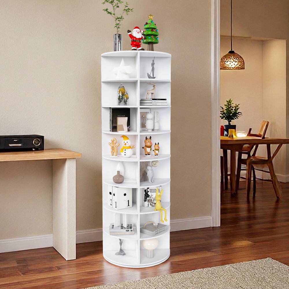 Canora Grey Freestanding 8-Tier Rotating Shoe Storage Rack White Shoe Rack 32pcs