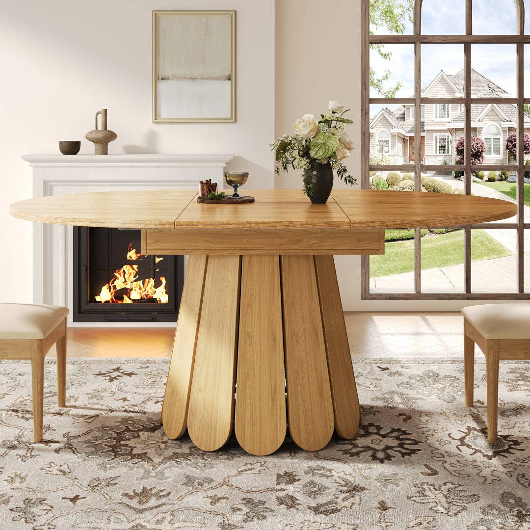 Metro Lane Extendable Round Dining Table Natural Dining Table