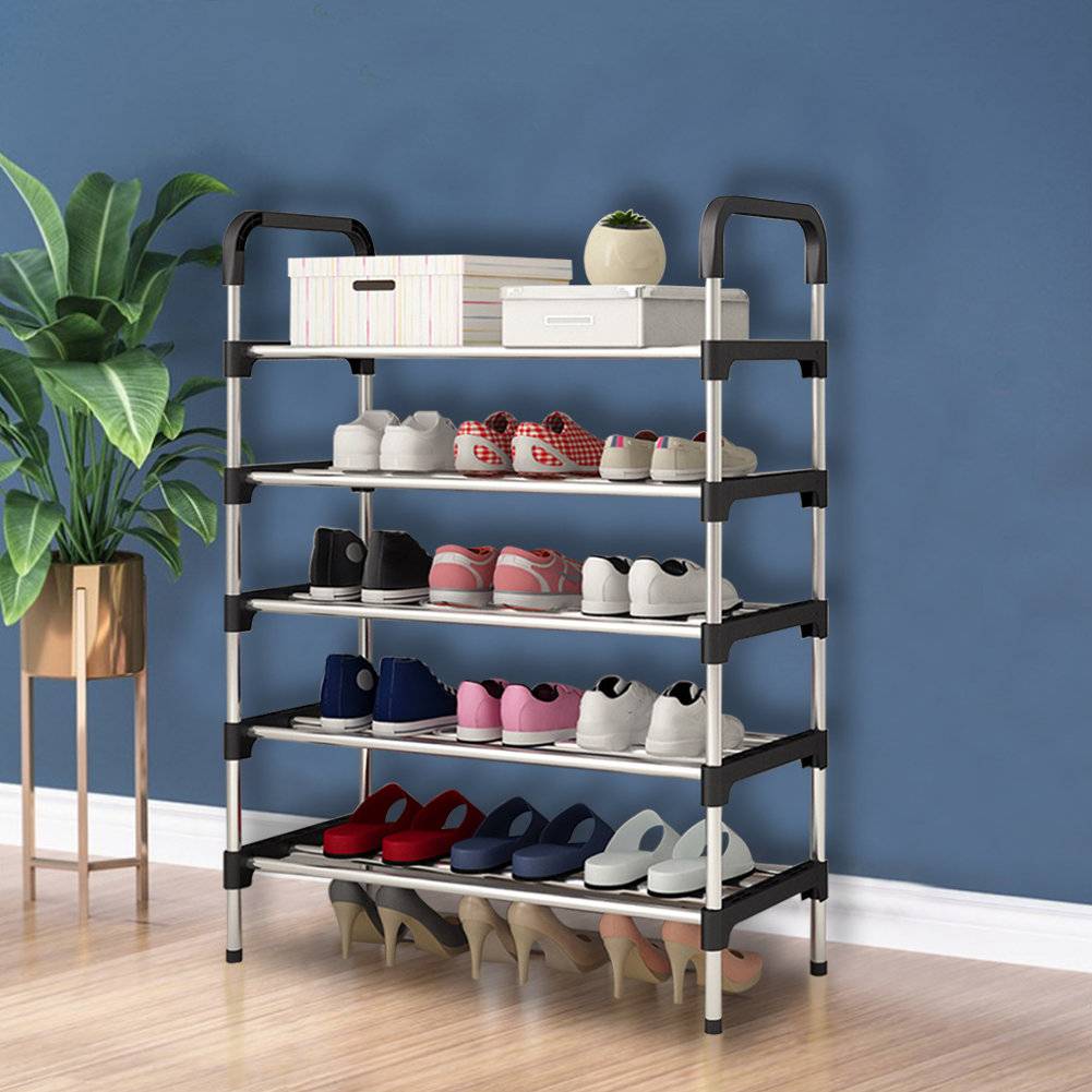 Rebrilliant Stackable Shoe Rack Black Shoe Rack 60x95cm