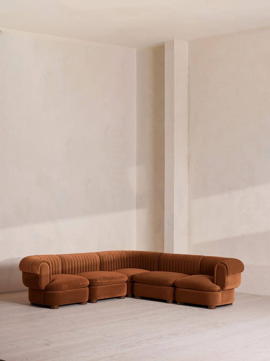 Soho Home Rava Modular Corner Sofa Velvet Cinnamon Sofa