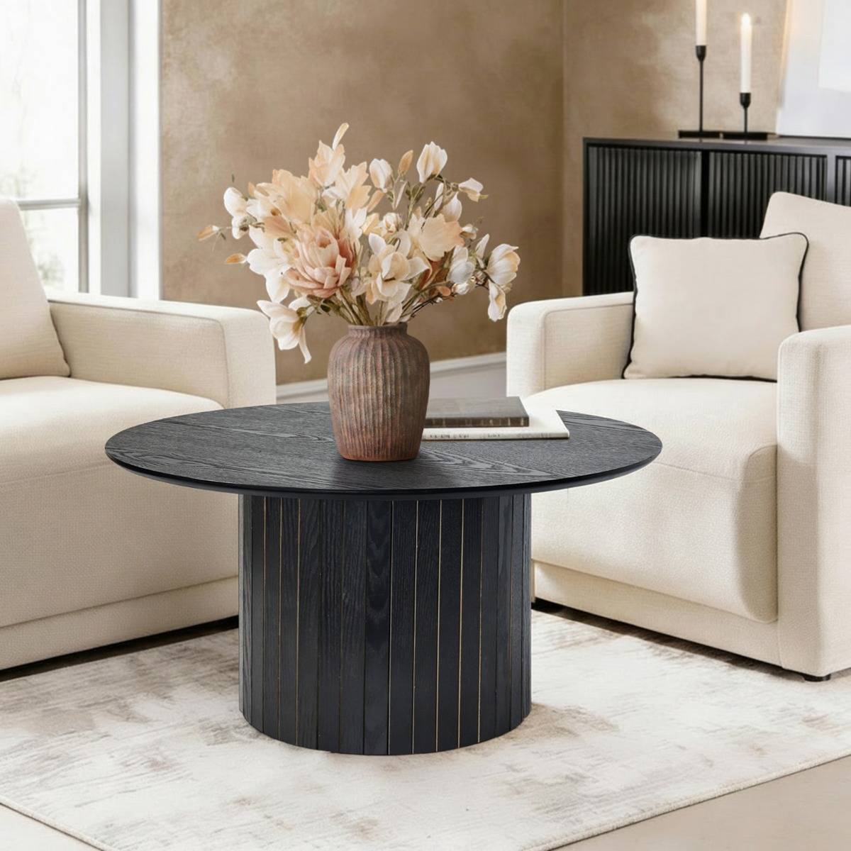 OHS Madison Ribbed Round Coffee Table Coffee Table