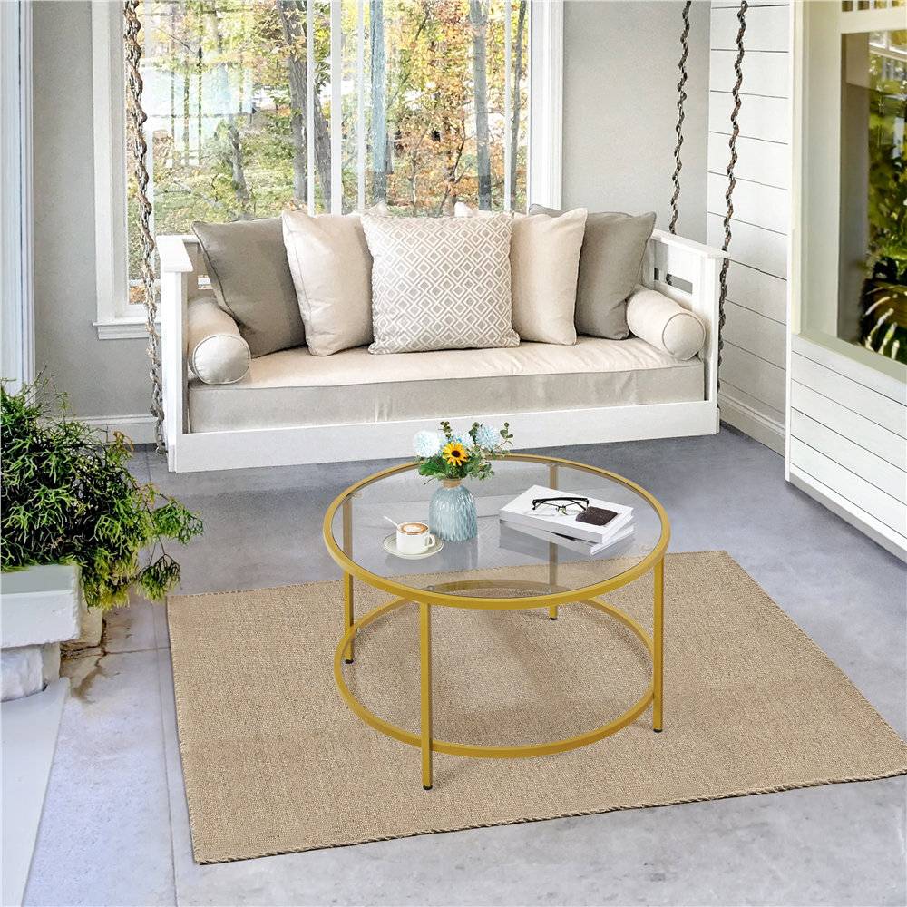 Yaheetech Frame Coffee Table Mustard Gold Coffee Table