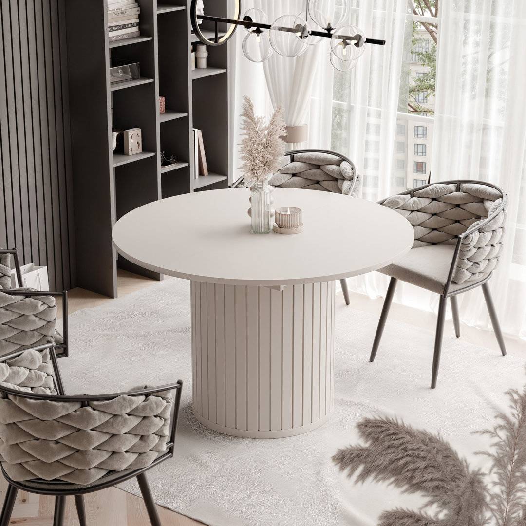 Rushad Extendable Round Dining Table White