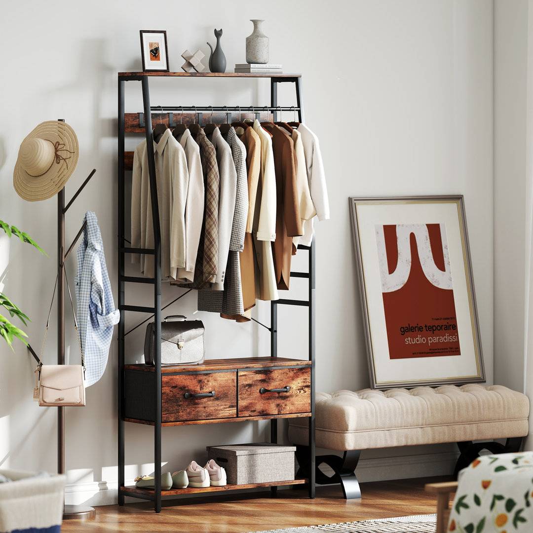 Borough Wharf Coat Rack with Shoe Storage Hall Tree Stand Shoe Rack