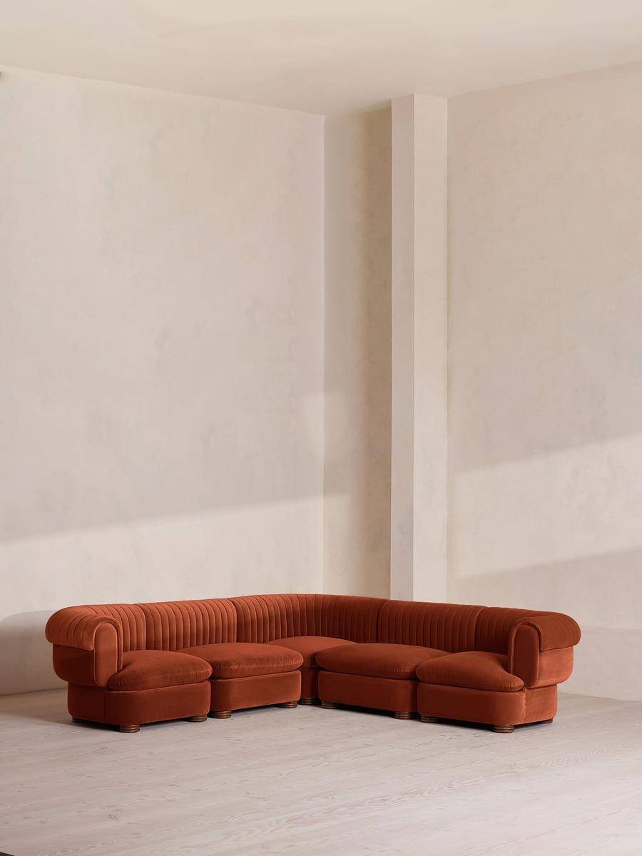 Soho Home Rava Modular Corner Sofa Velvet Rust Sofa
