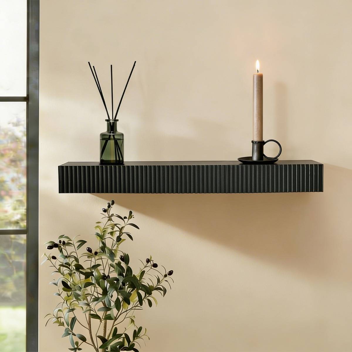 OHS Ribbed Rectangle Shelf Storage Space Saving Wall Shelf