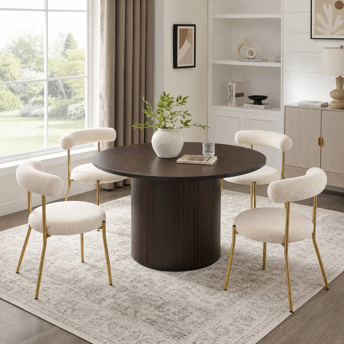 OHS Madison Ribbed Dining Table Dark Wood Dining Table