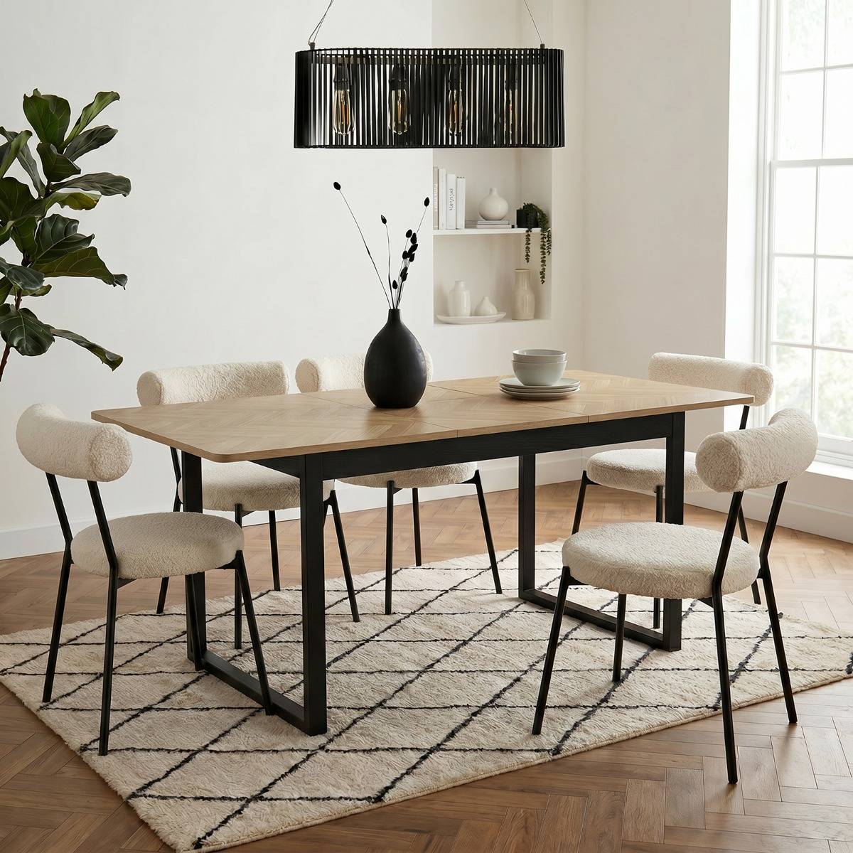 OHS Chevron Extendable Dining Table Light Wood Dining Table
